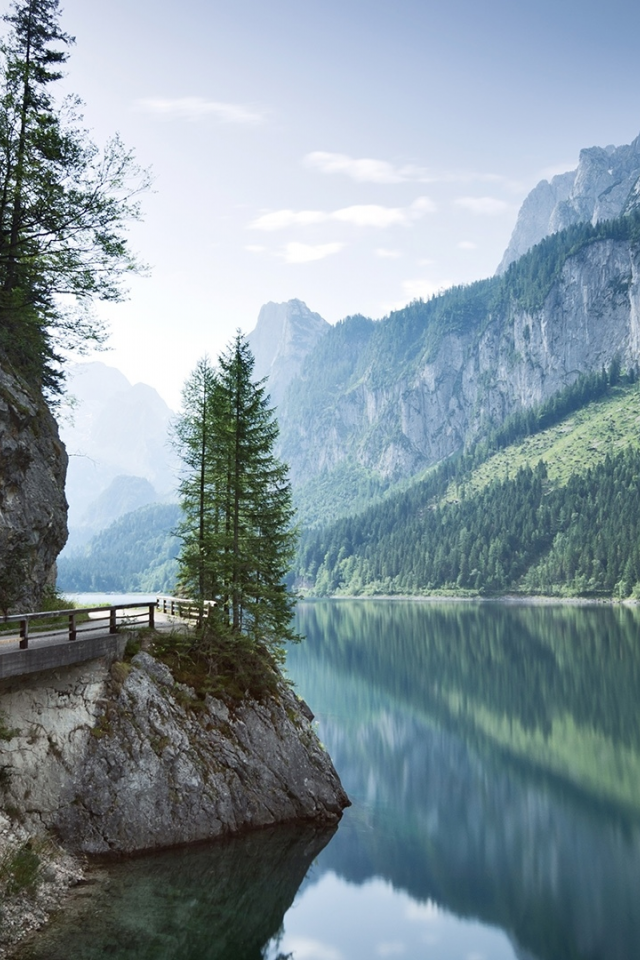 nature, mountains, forest, river, bridge, austria