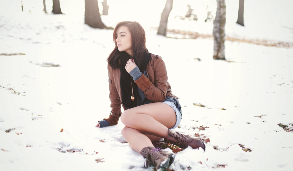 girl, sweetheart, shorts, legs, boots, winter, snow