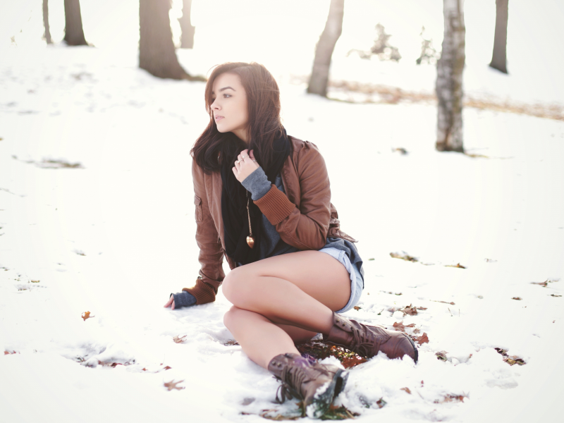 girl, sweetheart, shorts, legs, boots, winter, snow