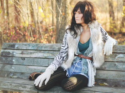 girl, beautiful, sitting, bench