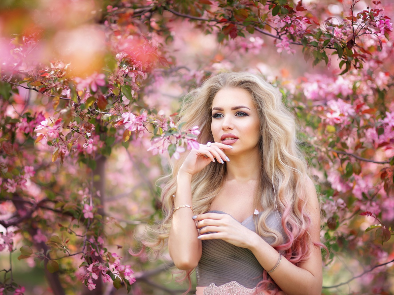 girl, beautiful, flowers