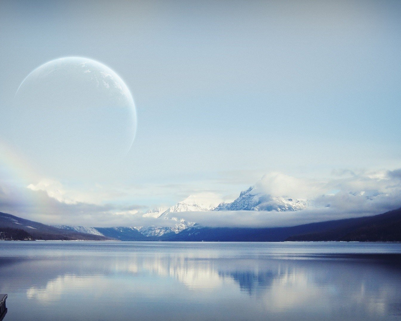 landscape, tranquility, pacification, moon, lake, fog