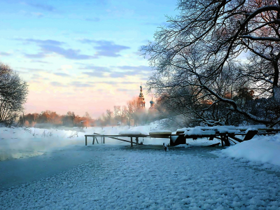 winter, church