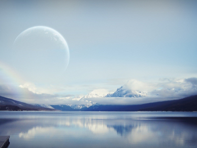 landscape, tranquility, pacification, moon, lake, fog