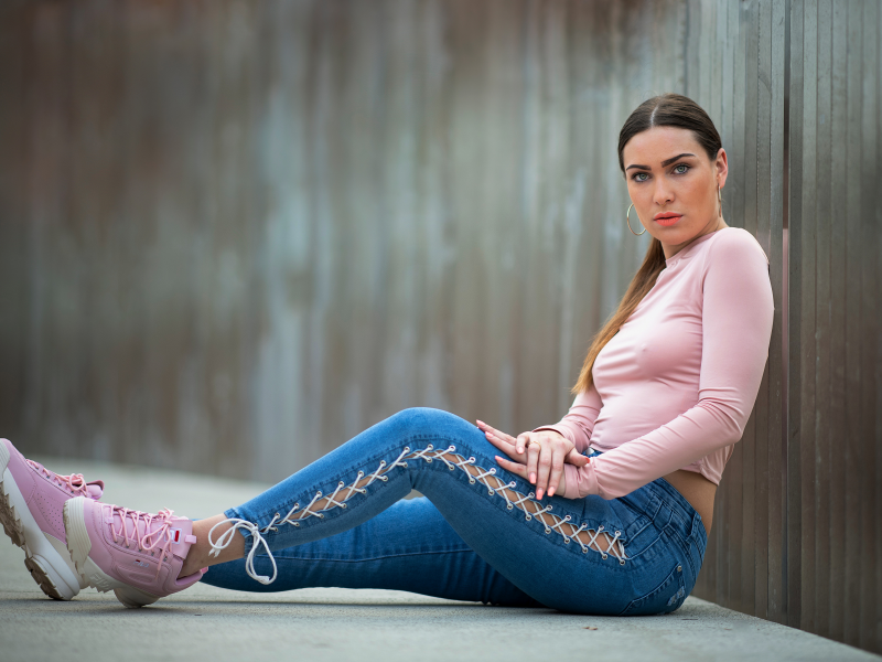 girl, young, beautiful, sneakers, jeans