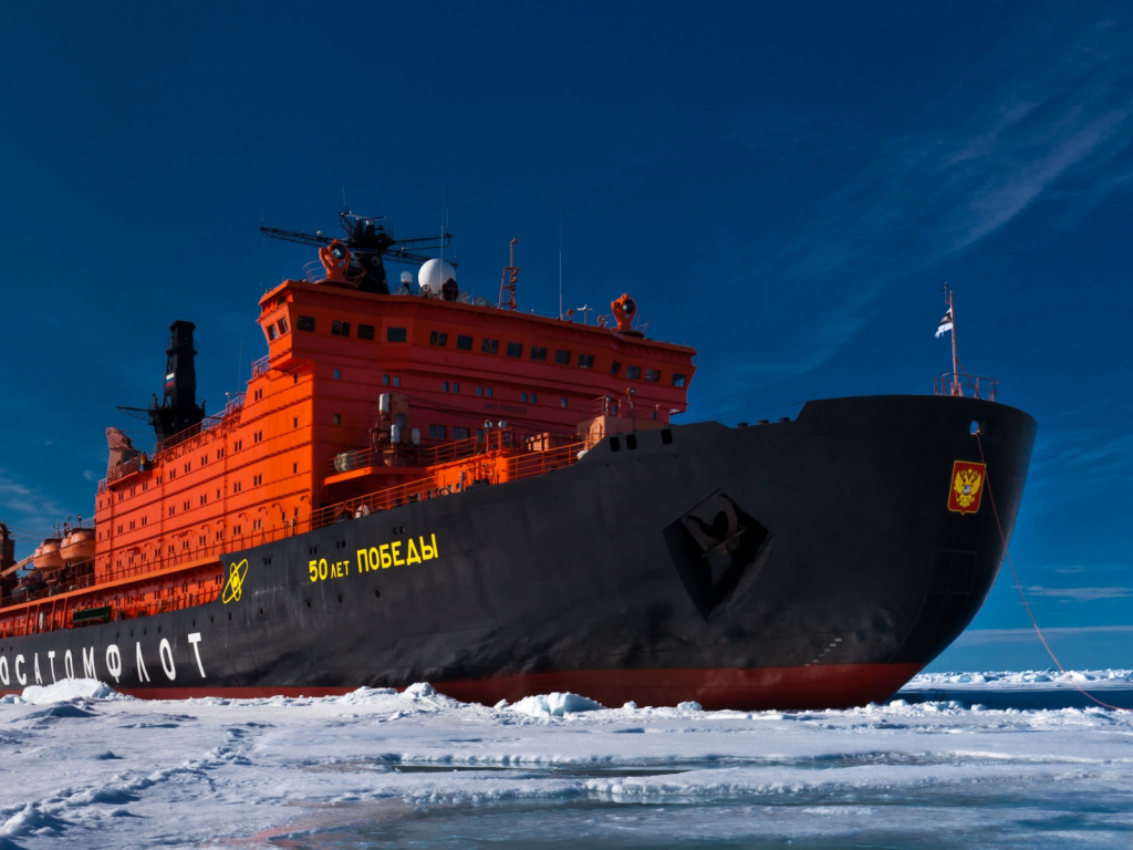 arctic, icebreaker, ship, ice, snow