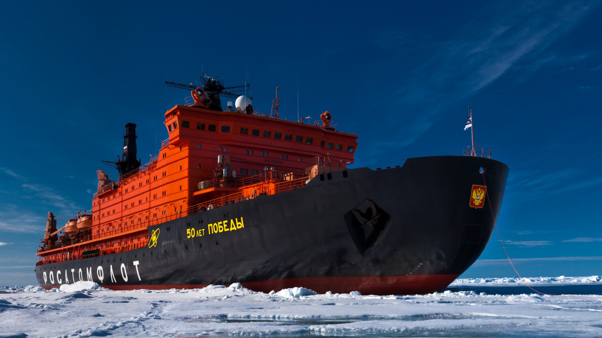 arctic, icebreaker, ship, ice, snow