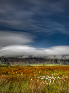 landscape, field, mountain, cloud