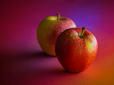 red, apples, dew, drops, water, pair, fruits, healthy