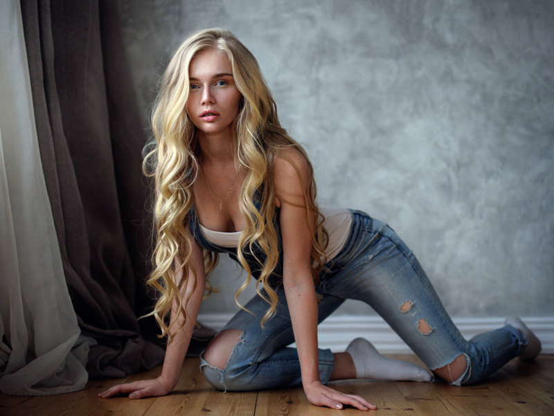 girl, beautiful, baby, blonde, jeans, pose
