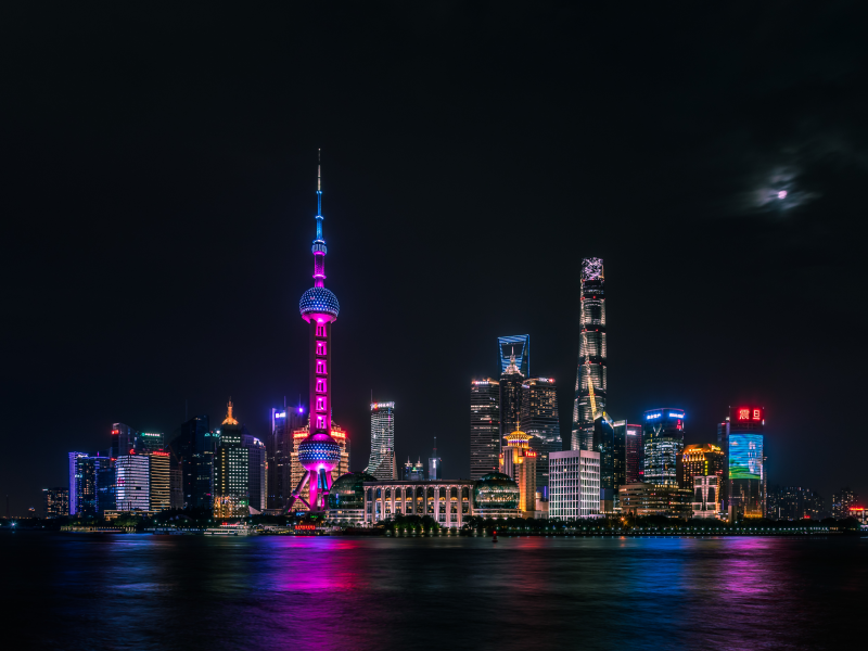 shanghai, city, skyline, night time, scapecity, lights