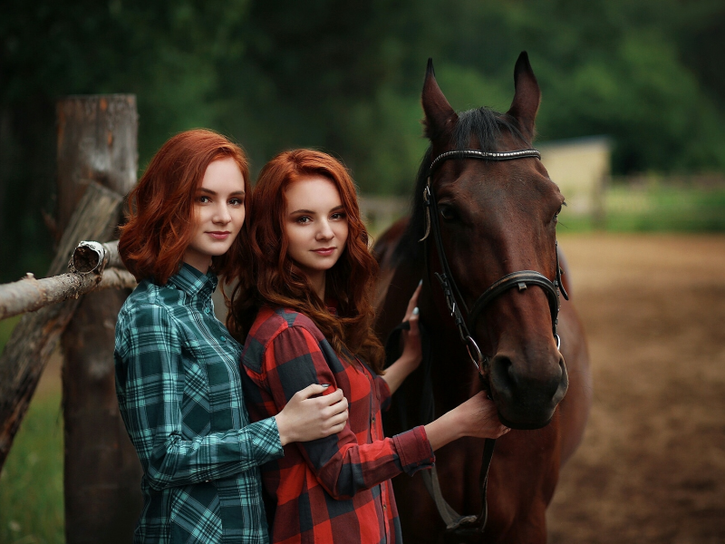 girls, beautiful, red head, horse