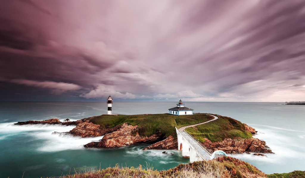 sea, sky, lighthouse, shore, landscape