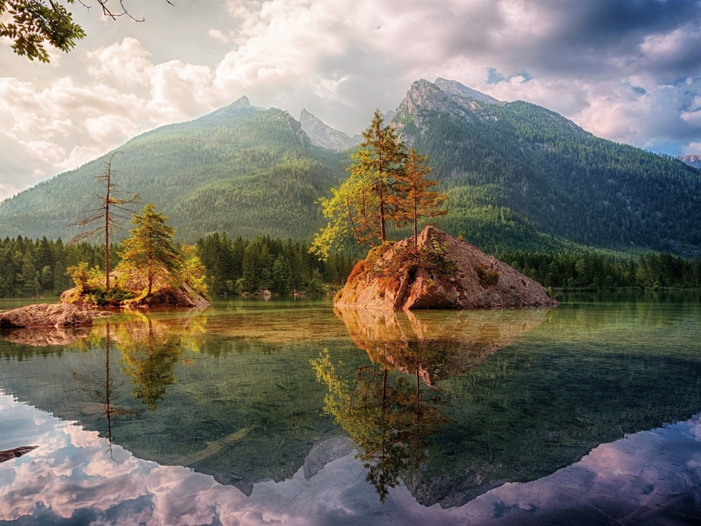 nature, forest, mountains, lake