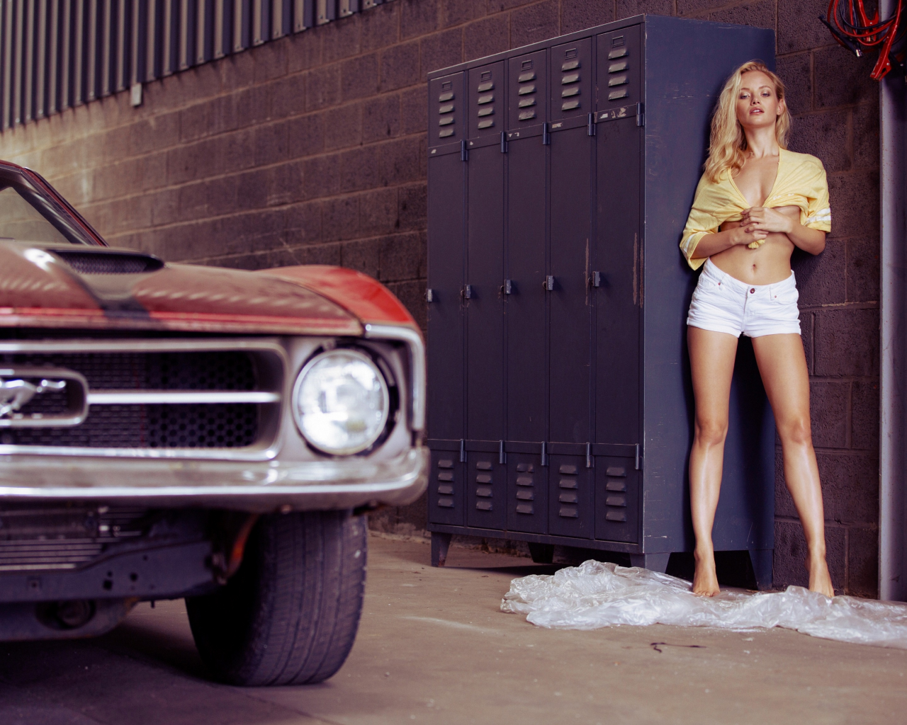 girl, beautiful, blonde, shorts, legs, car