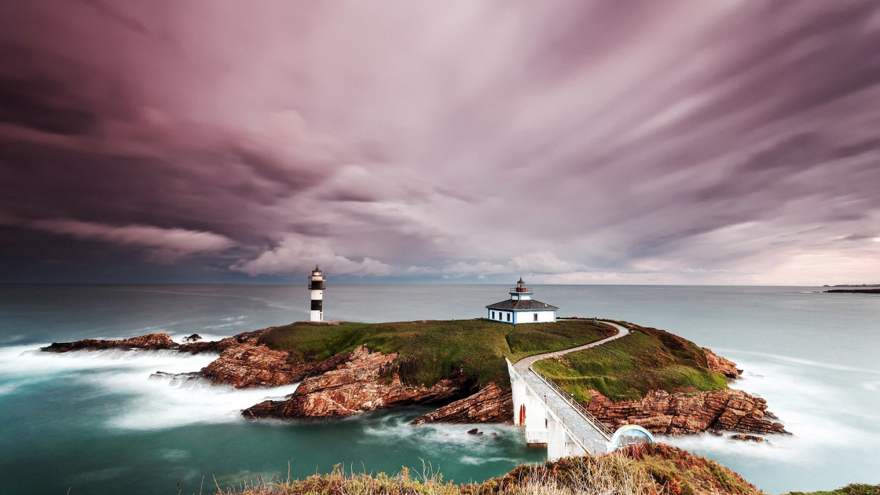 sea, sky, lighthouse, shore, landscape
