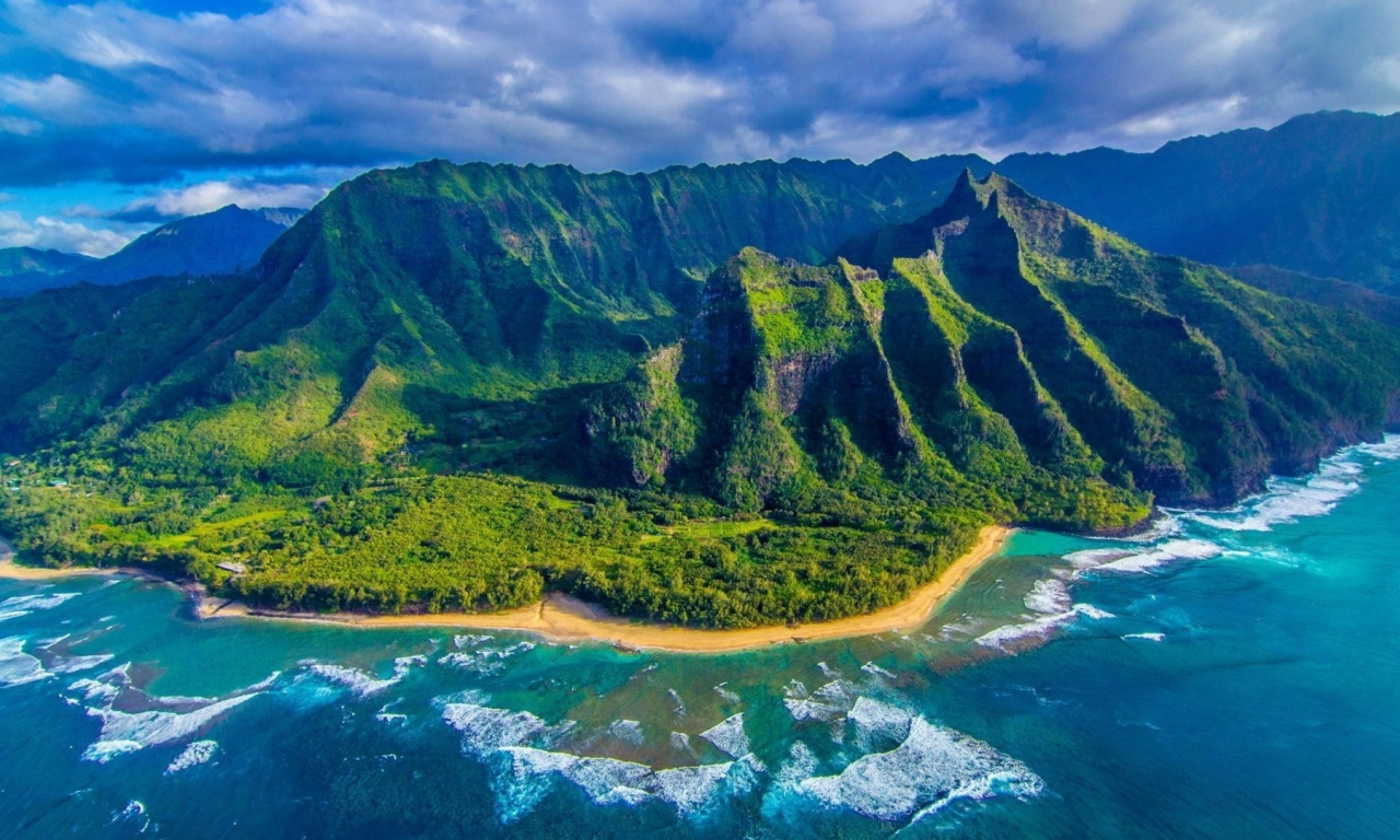 nature, mountains, sea, island