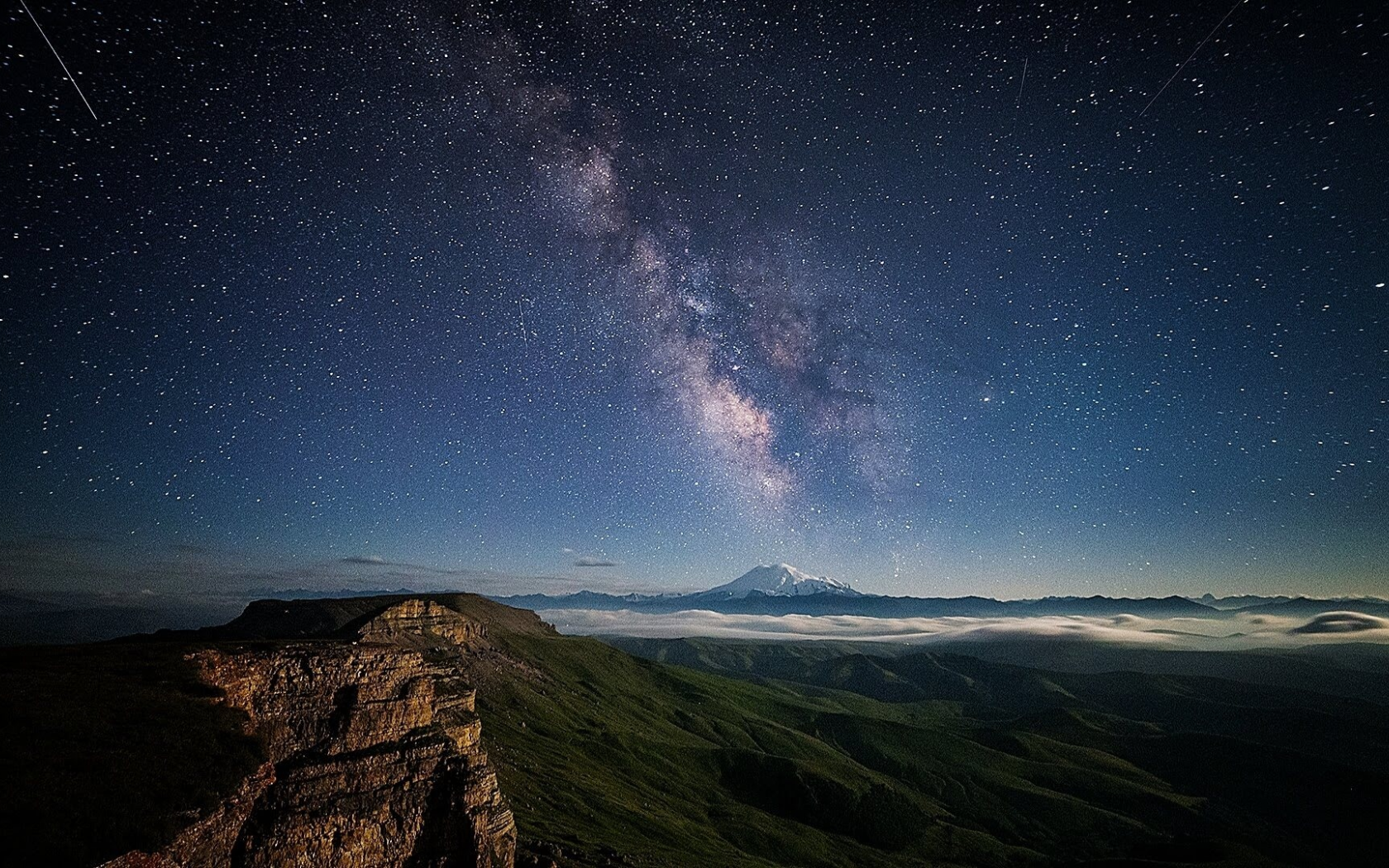 night, stars, milky way, mountains