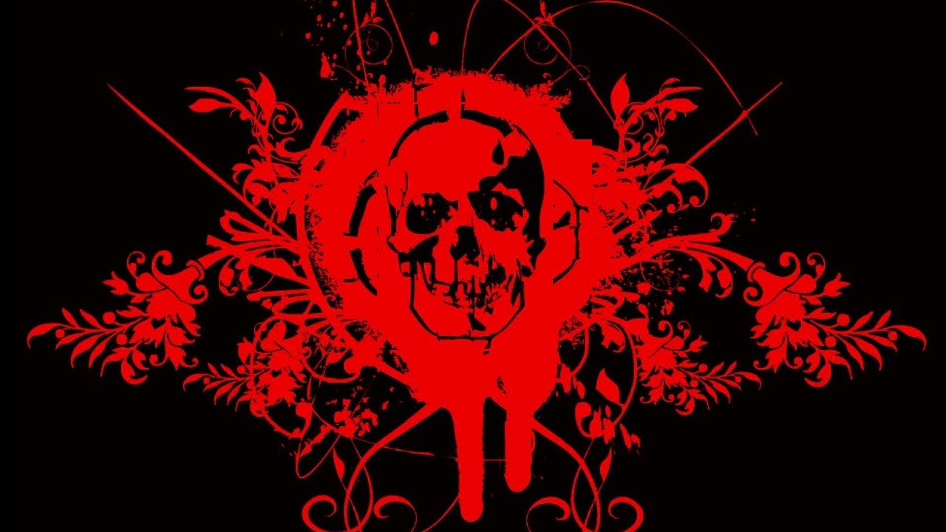 skull, red, blood