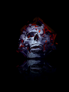 skull, low, poly, artwork, amoled, black, background