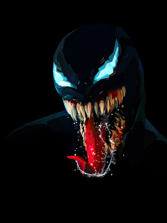 venom, low, poly, amoled, black, background, marvel, comics