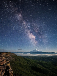 night, stars, milky way, mountains