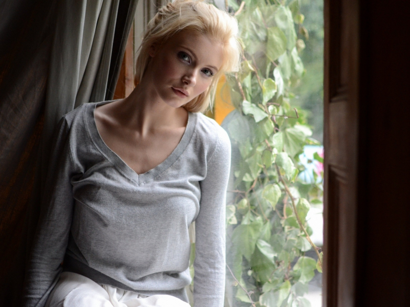 girl, beautiful, blonde, window