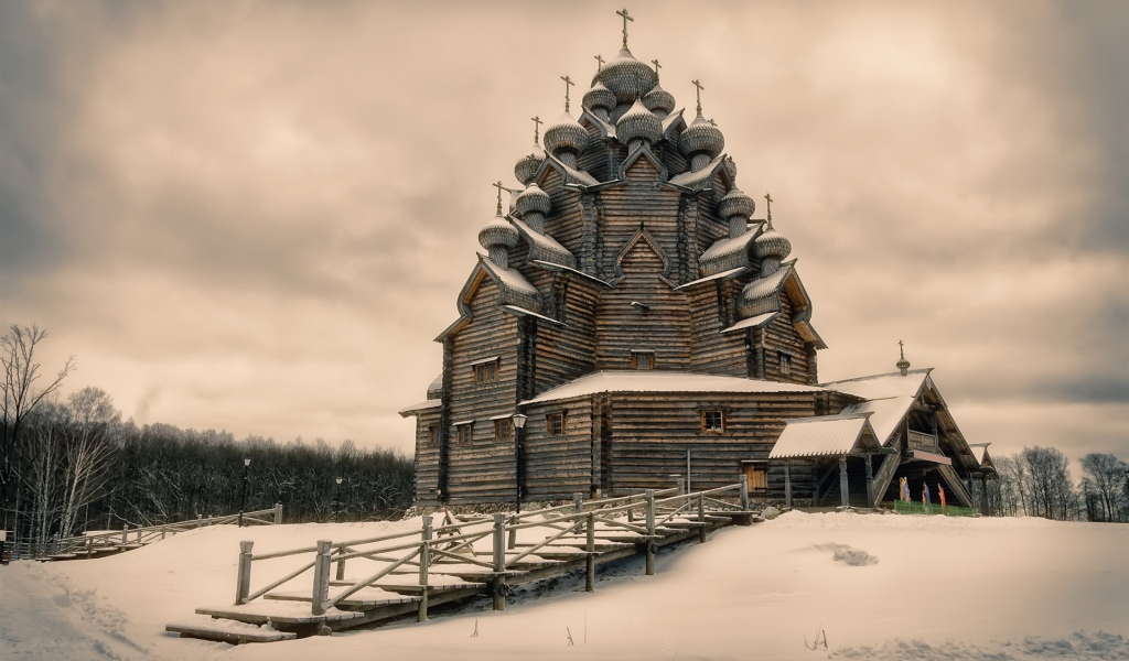 pokrovskaya church, leningrad oblast, russia, winter, snow