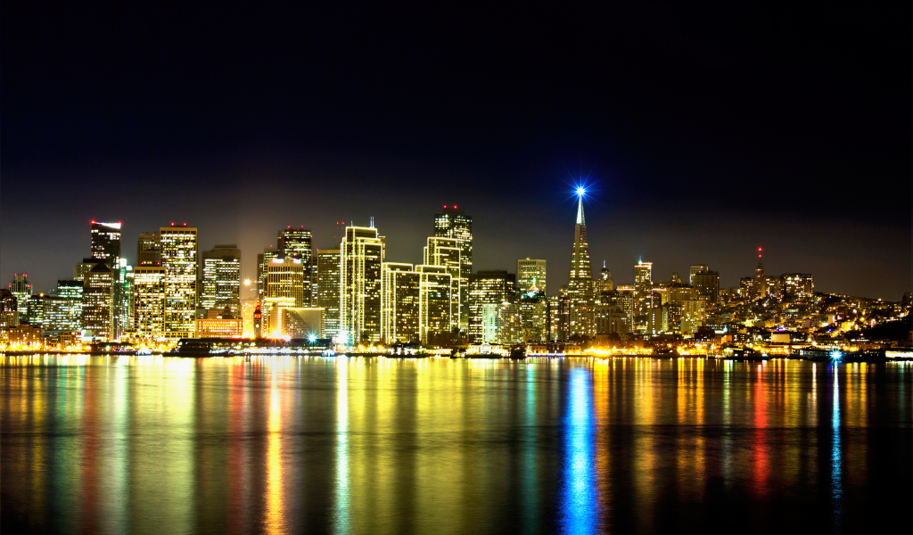 treasure, island, san francisco, night, city, lights, urban