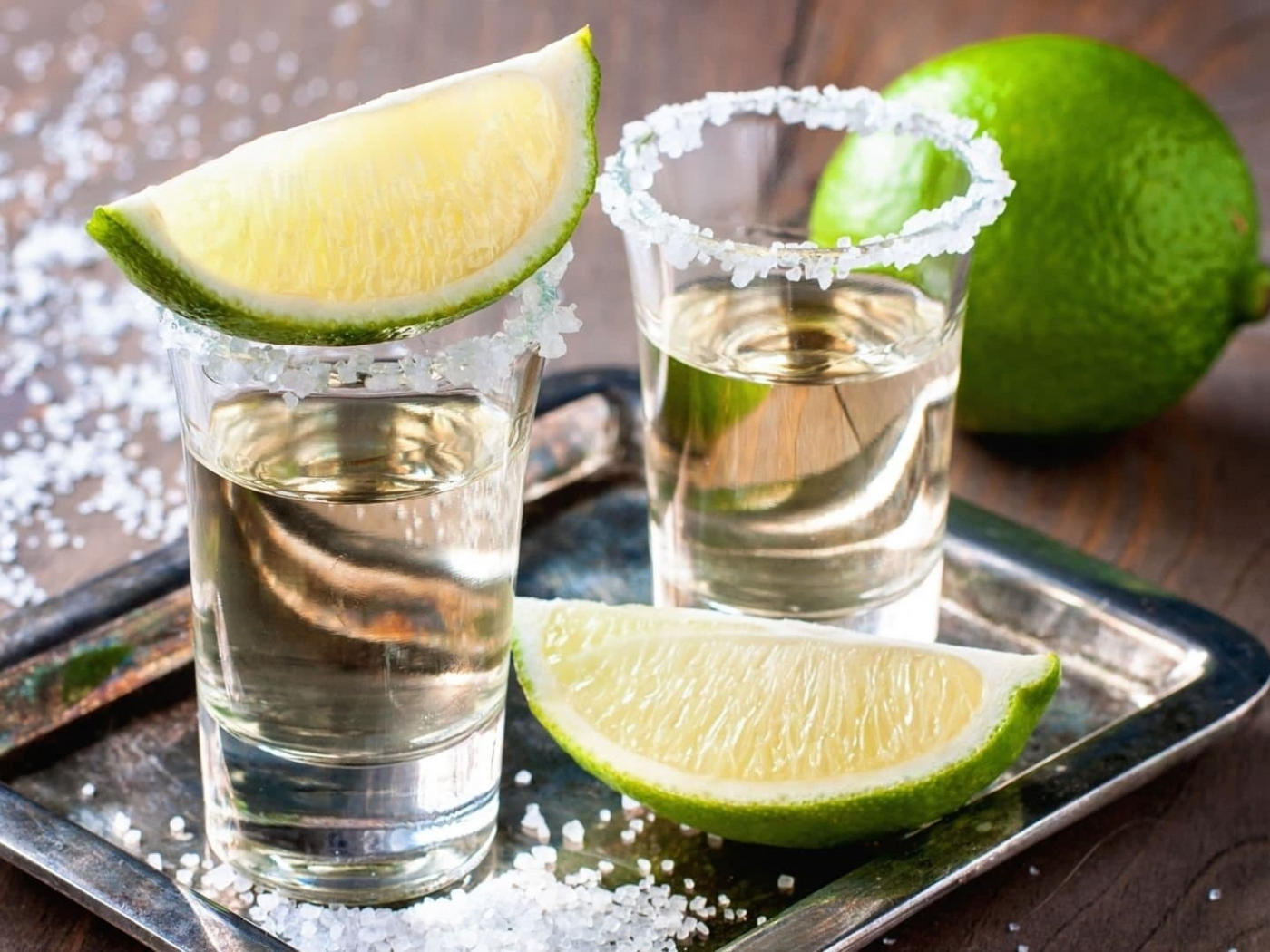 tequila, shot glass, lime, salt