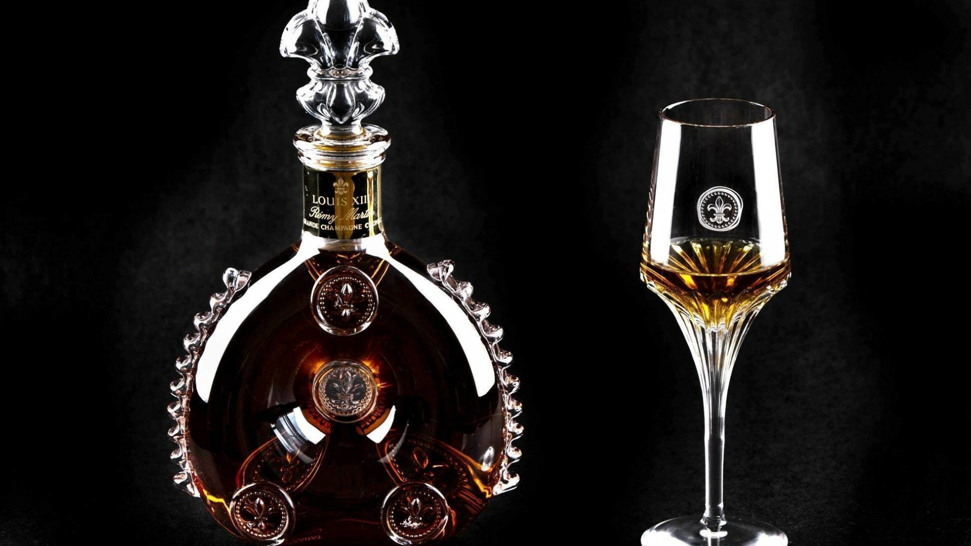 alcohol, cognac, bottle, glass, black background
