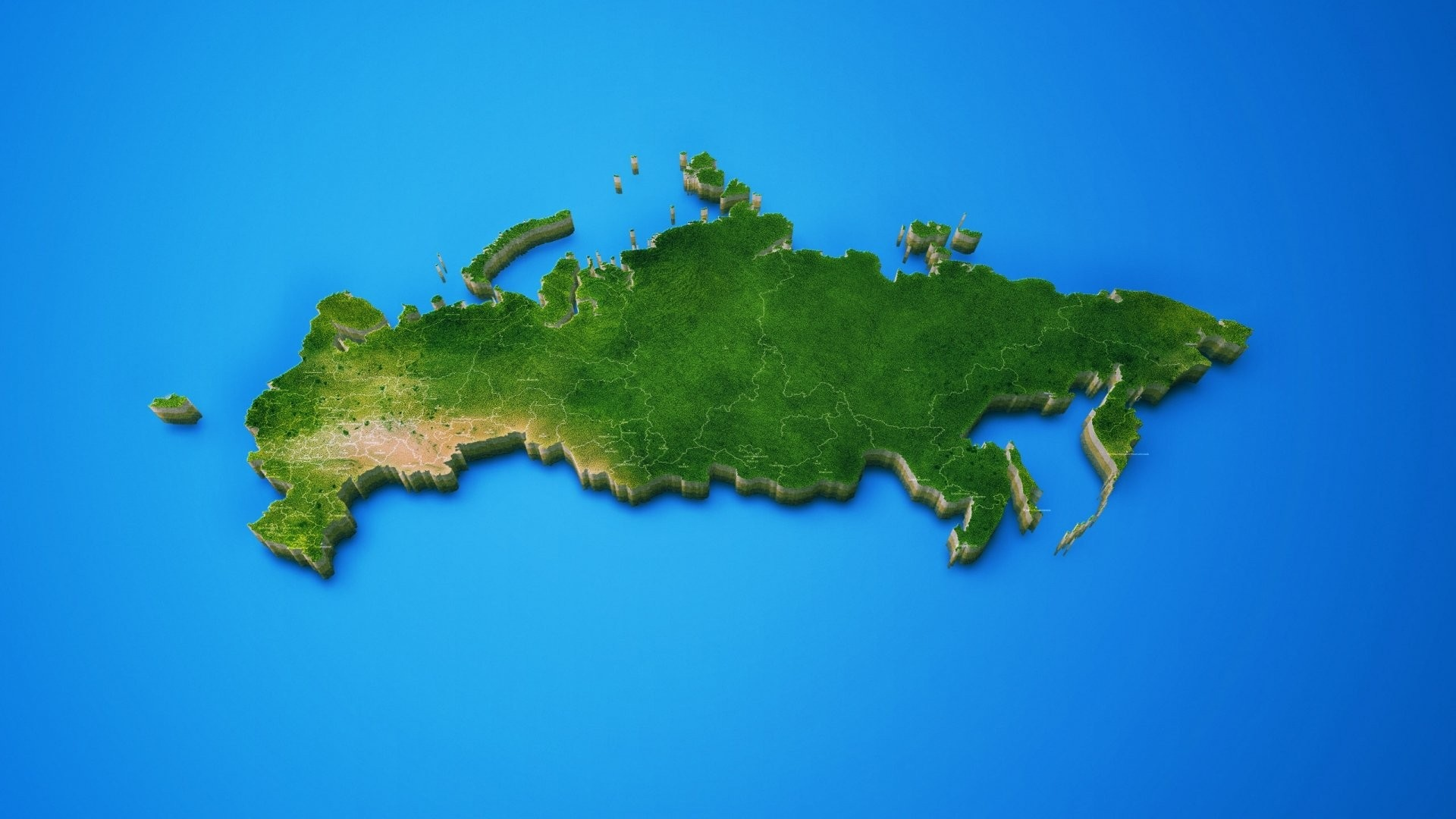 russia, blue background, map, island, digital art, 3d