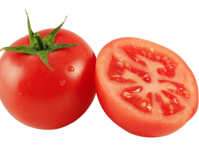 tomato, half, white background