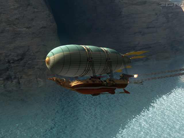 airship, 3d, water, flight