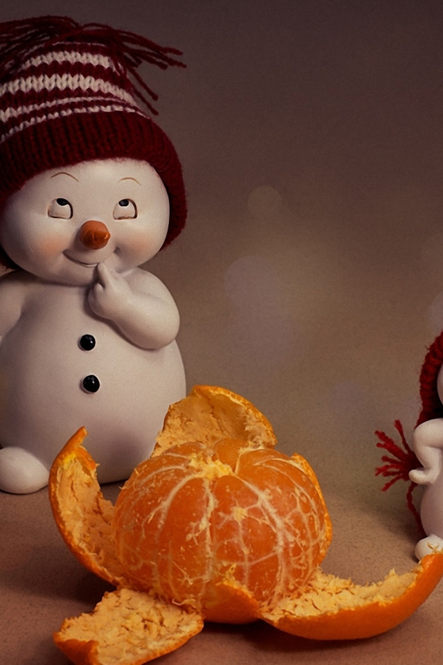 toy, snowman, tangerine