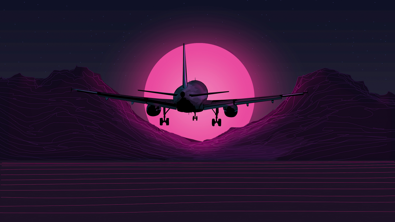 plane, synthwave