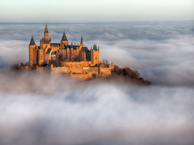 germany, hohenzollern castle, europe, fog