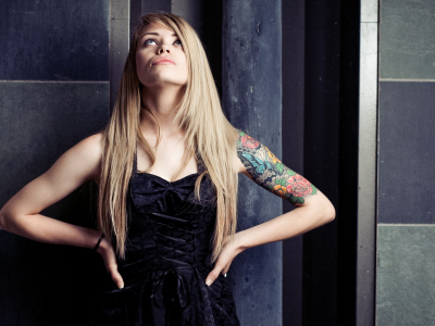 blonde girl, beautiful, tattoo