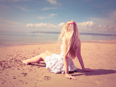 blonde girl, beach