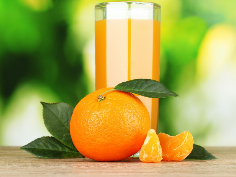 orange, juice, glass, orange slice