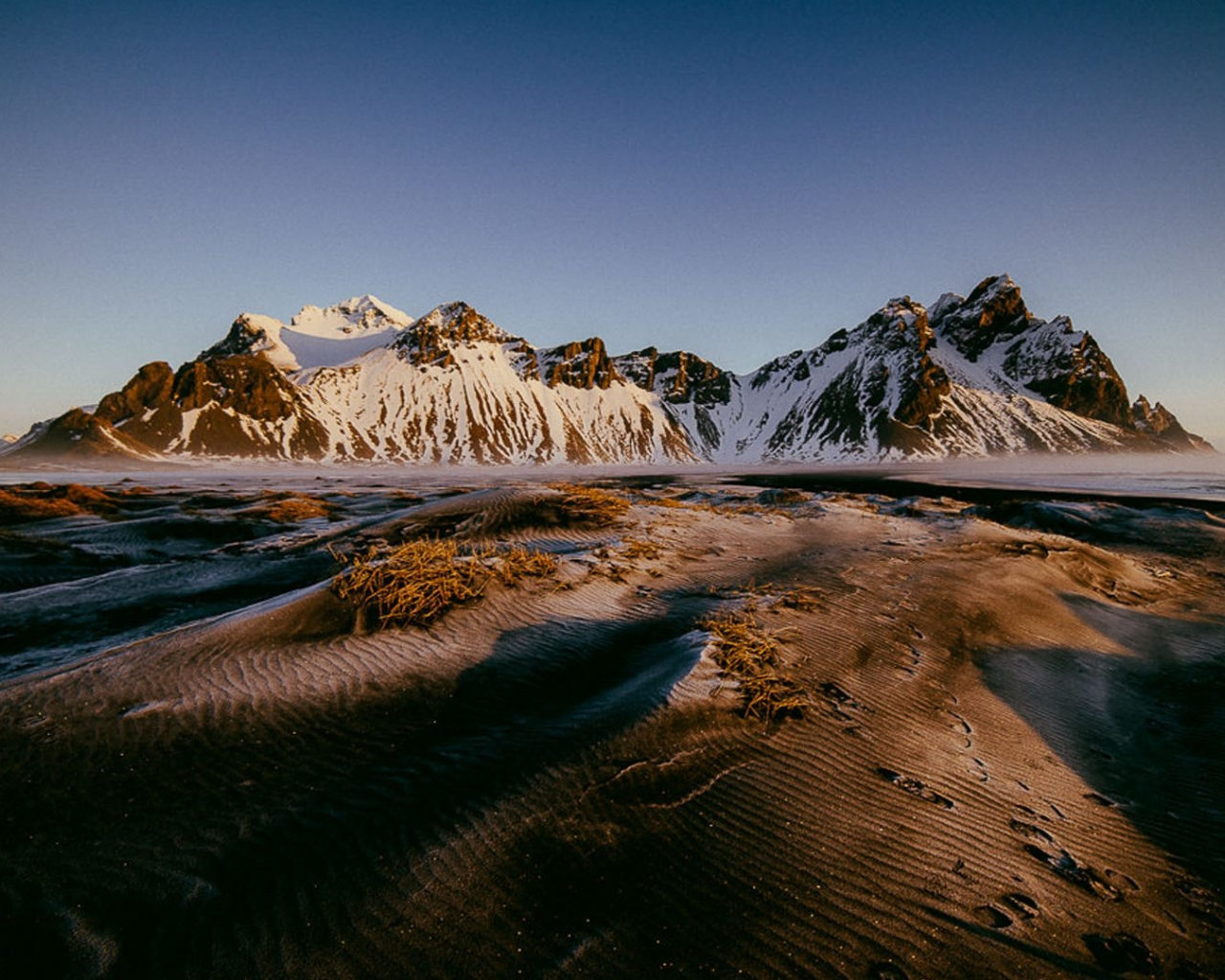 landscape, mountains, sky, snow