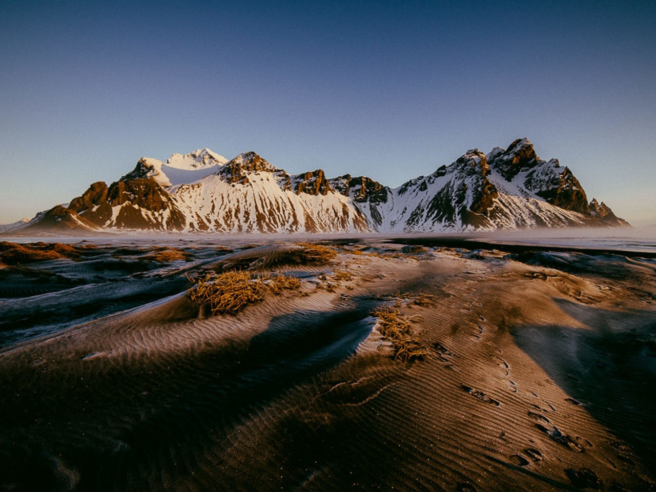 landscape, mountains, sky, snow