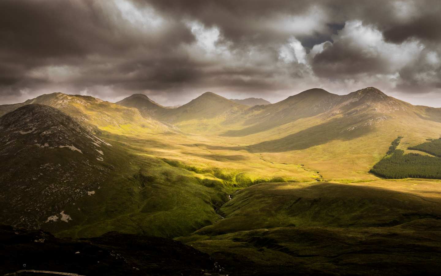 sun, green, mountains