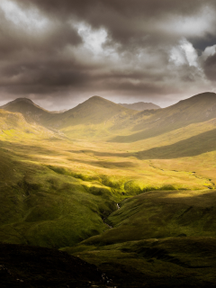 sun, green, mountains