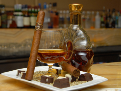 cognac, cigar, chocolate
