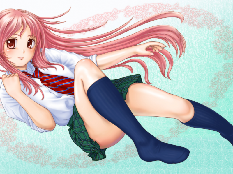 girl, beautiful, anime, schoolgirl, skirt, knee socks