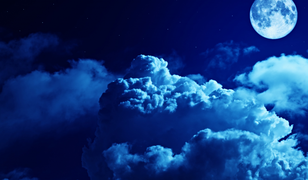 sky, night, moon, clouds