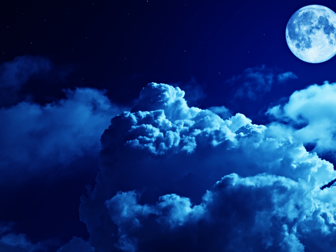 sky, night, moon, clouds