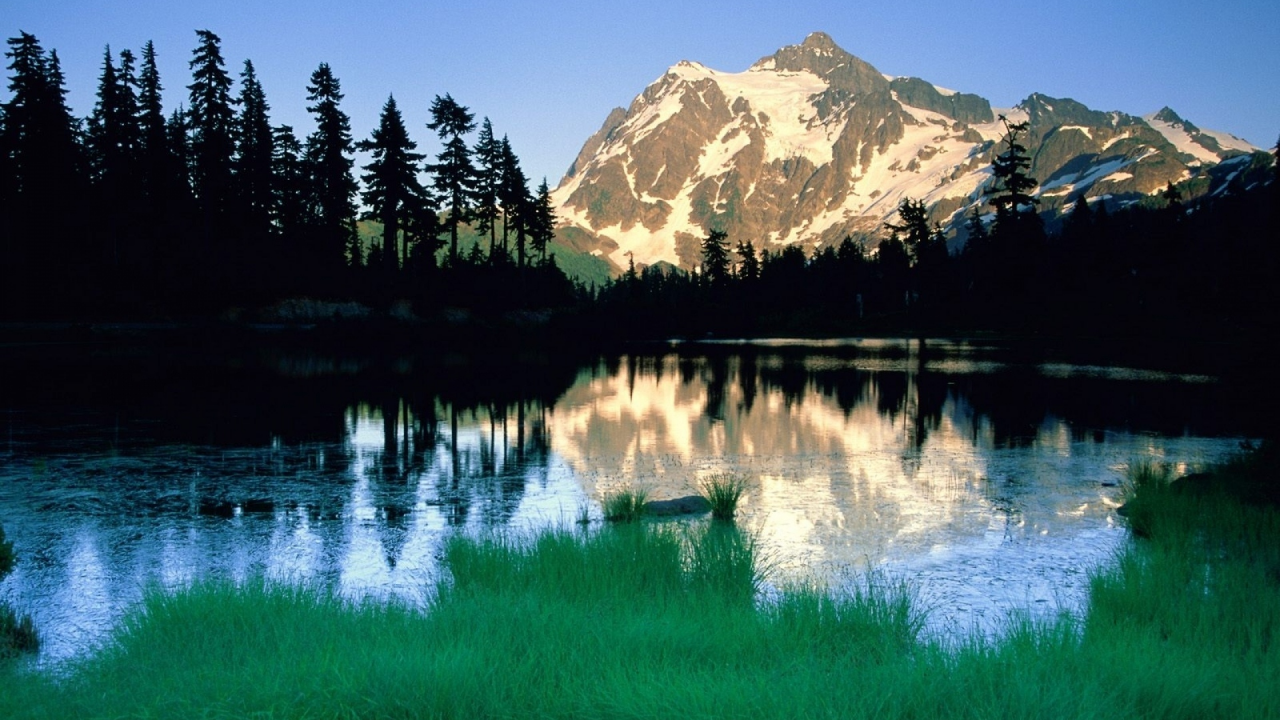 mountains, washington, lake, shadows, morning