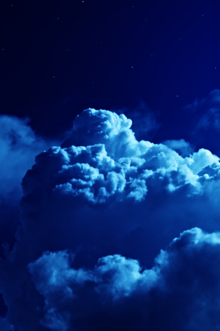 sky, night, moon, clouds